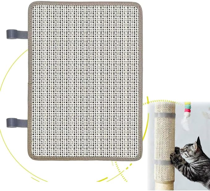Cat Nail File Scratcher, Sisal Cat Scratch Pad Wrapped Around a Cat Scratcher Post or Cat Tower, Cat Nail File with 80 Aluminum Oxide Grit, to Help Protect Furniture and Help Trim Cat&
