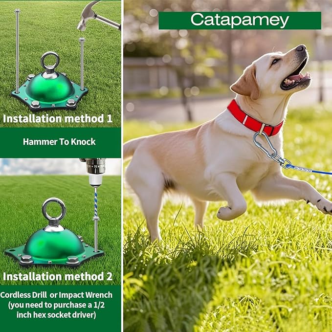 Dog Tie Out Cable and Stake for Yard,(up to 200lbs) 360°Swivel Run Anchors- No Tangle,with 30FT Heavy Duty Tie Out Cable for Dogs,Dog Runner for Yard,Ideal for Outdoor Camping