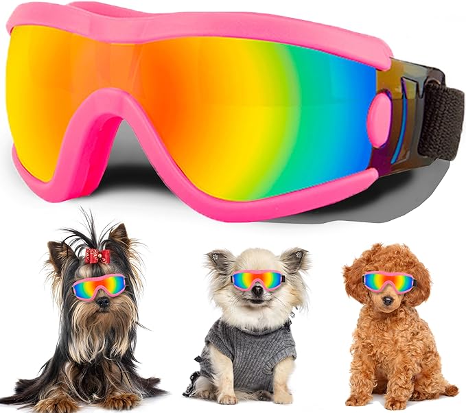 Small Dog Sunglasses with Adjustable Strap UV Protection, Winproof Puppy Sunglasses, Suitable for Dogs Eyes Protection,Soft Dog Goggles