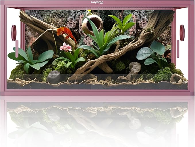 50 Gallon Bearded Dragon Tank, Reptile Enclosure for Easy Maintenance, Front Opening Reptile Tank with Top Screen Ventilation & Glass Sliding Door 36&