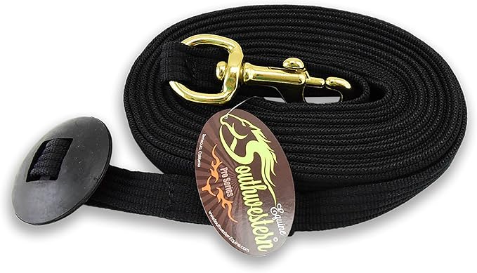 Southwestern Equine Lunge Line for Horses Cotton Horse Lunge Line with Bolt Snap & Rubber Stop (Black, 24&