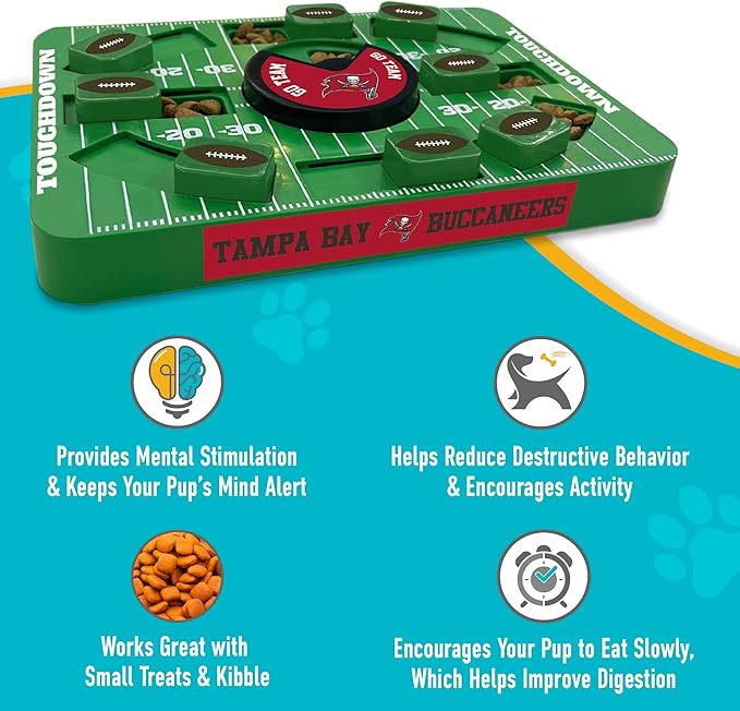 Pets First NFL Tampa Bay Buccaneers Large Puzzle Toy, Dog Puzzle Treat Toy, New Large Size, Interactive Dog Treat Toy, Dog Slow Feeding Toy