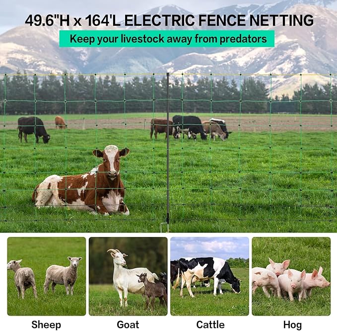Electric Fence Netting, 49.6" H x 164&