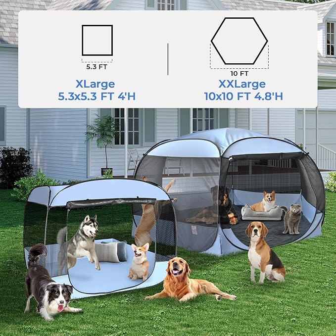 EighteenTek XLarge Popup Portable Dog Houses, 5.3&