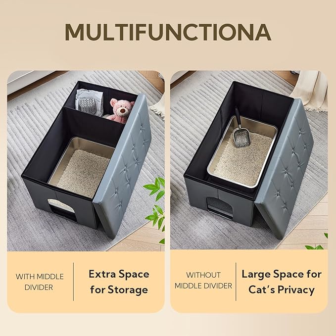 MEEXPAWS Cat Litter Box Enclosure Furniture Hidden, Cat Washroom Bench Storage Cabinet | Extra Large 35.4&