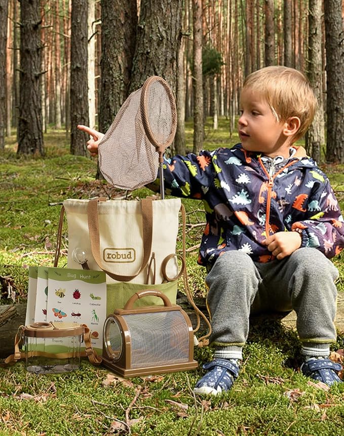 ROBUD Kids Explorer Kit, Bug Catcher Kit with Bag Kit, Outdoor Exploration Set for Camping, Montessroi Toy for Kids Coming Closer to Nature,WRP07