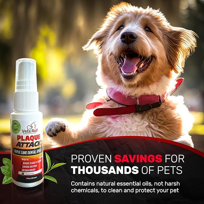 Pet Dental Spray, As Seen on TV, Eliminates Plaque & Tartar, Helps with Plaque and Tartar and Provides Instant Fresh Breath - Includes 3 Months&