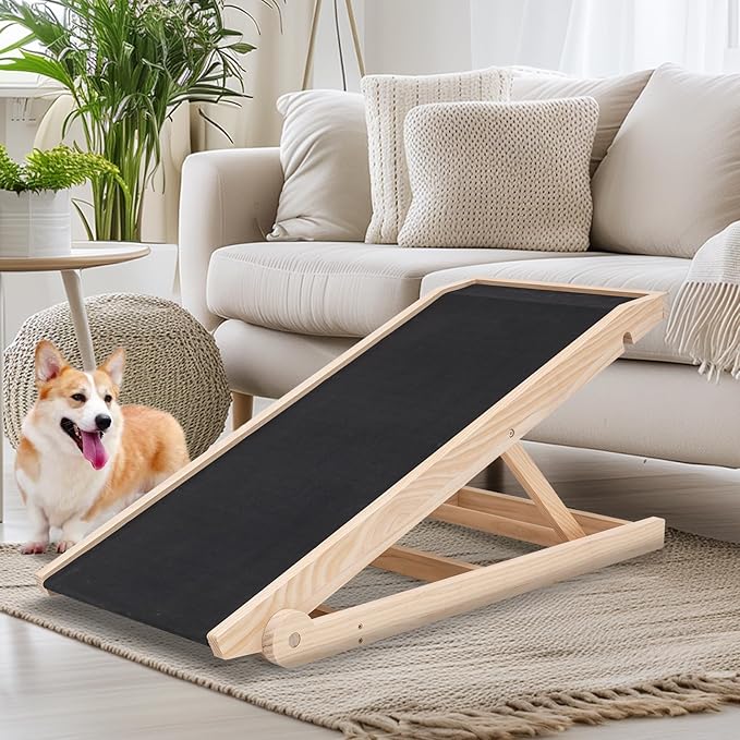 ABORON Antislip Dog Ramp, Adjustable Folding Pet Ramp for Small & Large Old Dogs & Cats, High Traction Portable Rubber Paw Ramps, Supports up to 200 lbs, Used for Bed Couch SUV, 39.3&