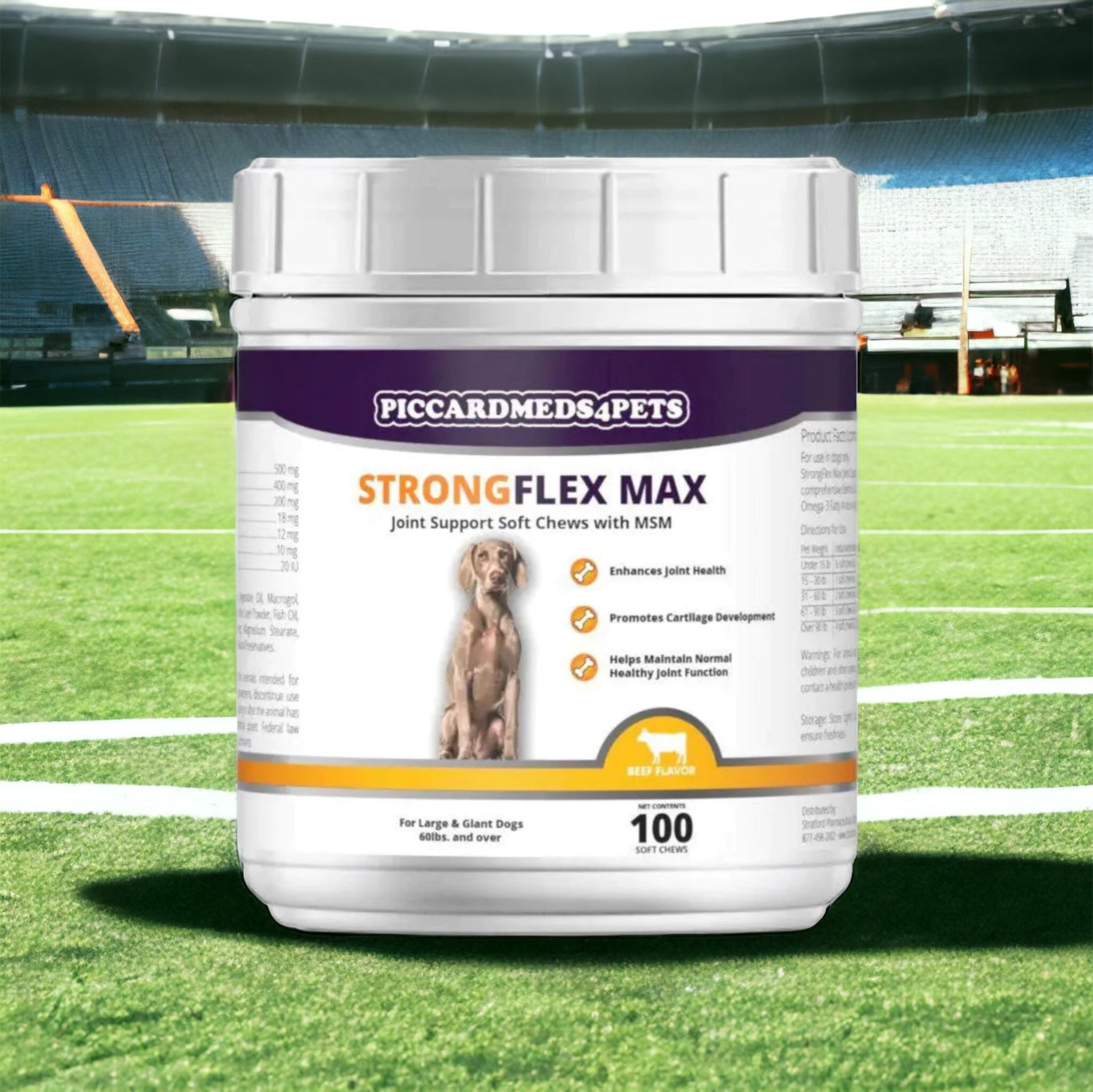 Piccardmeds4pets StrongFlex Max Joint Support Chews Large Dogs 100ct + FREE Bandana!