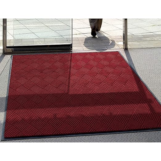 WaterHog Diamond | Commercial-Grade Entrance Mat with Rubber Border – Indoor/Outdoor, Quick Drying, Stain Resistant Door Mat (Red/Black, 6&