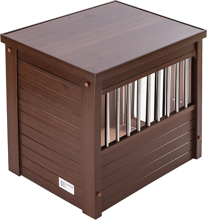 New Age Pet ECOFLEX Dog Crate End Table - Furniture-Style Pet Crate for Crate Trained Dogs - Stainless Steel Tubing & a Latched Closure - 10 Year Manufacturer&