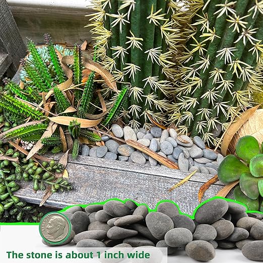 45LB River Rocks,Mexican Beach Pebbles for Plants,Potting,Garden Landscape Stone Paving Stone Grey 1Inch…