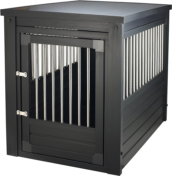 New Age Pet ECOFLEX Dog Crate End Table - Furniture-Style Pet Crate for Crate Trained Dogs - Stainless Steel Tubing & a Latched Closure - 10 Year Manufacturer&