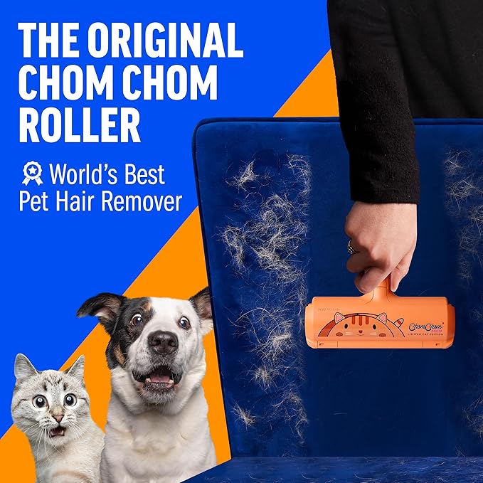 ChomChom Roller Pet Hair Remover - Reusable Cat and Dog Lint Rollers for Furniture, Couch, Car, and Clothes - Limited Cat Edition