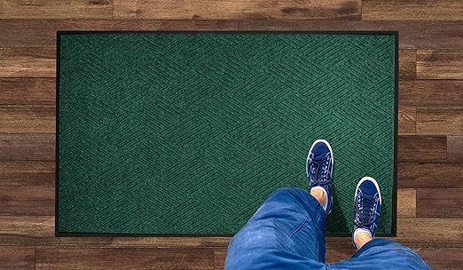 WaterHog Diamond | Commercial-Grade Entrance Mat with Rubber Border – Indoor/Outdoor, Quick Drying, Stain Resistant Door Mat (Evergreen, 3&