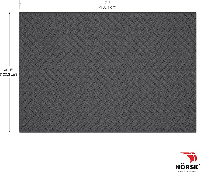 Norsk Foam Floor Gym Mats with Interlocking Tiles, .47" Thick, 24"x24", 60-Pack, 240 Square Feet, Diamond Plate Design, Grey