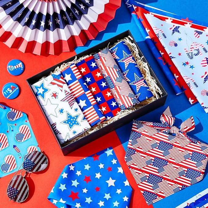 Preboun 100 Pcs Patriotic Dog Bandanas Bulk Labor Day Bandanas for Dogs Triangle Kerchief Scarf Set for Puppy Small Medium Large Workers&