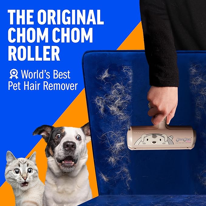 ChomChom Roller Pet Hair Remover - Reusable Dog and Cat Lint Rollers for Furniture, Couch, Car, and Clothes - Limited Dog Edition