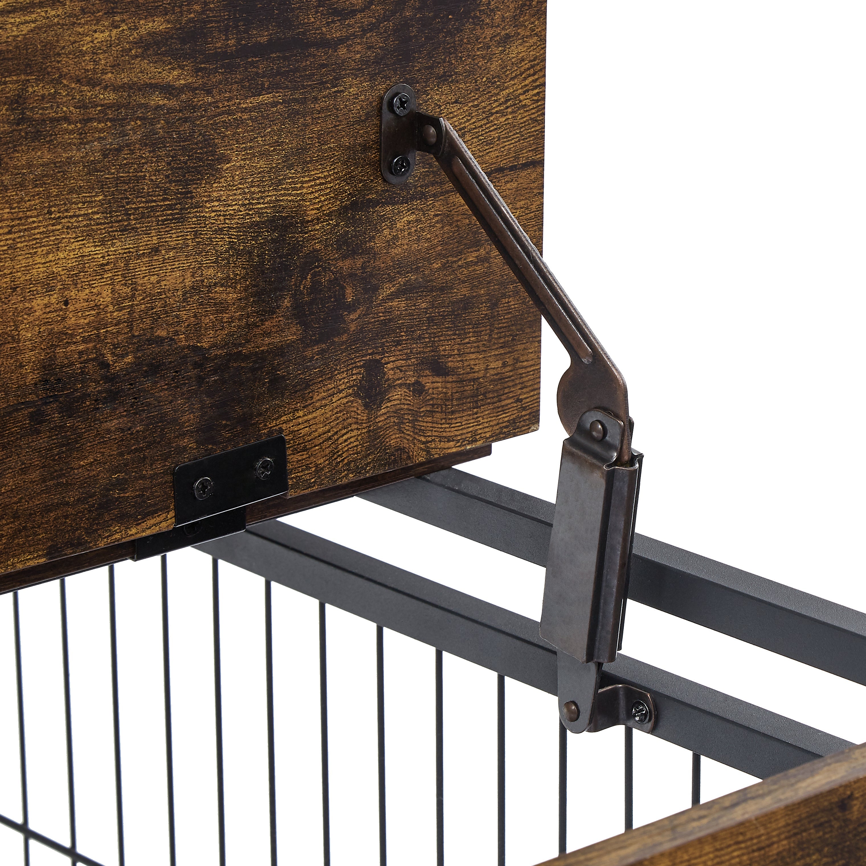Furniture Dog Cage Crate with Double Doors, Rustic Brown, 38.58&