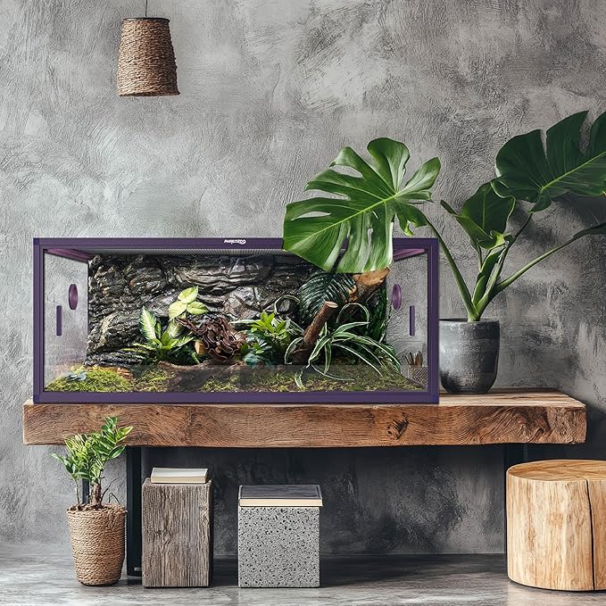 85 Gallon Reptile Tank, Front Opening Snake Tank for Easy Maintenance, Reptile Enclosure with Top Screen Ventilation 48&