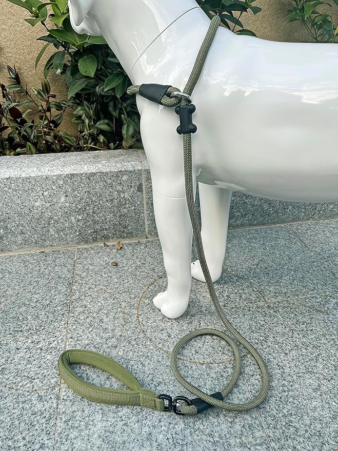 Slip Lead Dog Leash,Strong Nylon Rope Leash and Padded Handle,No Pull Outdoor Walking Training Lead for Small Medium Large Dogs(Army Green, 1/2"×6ft)