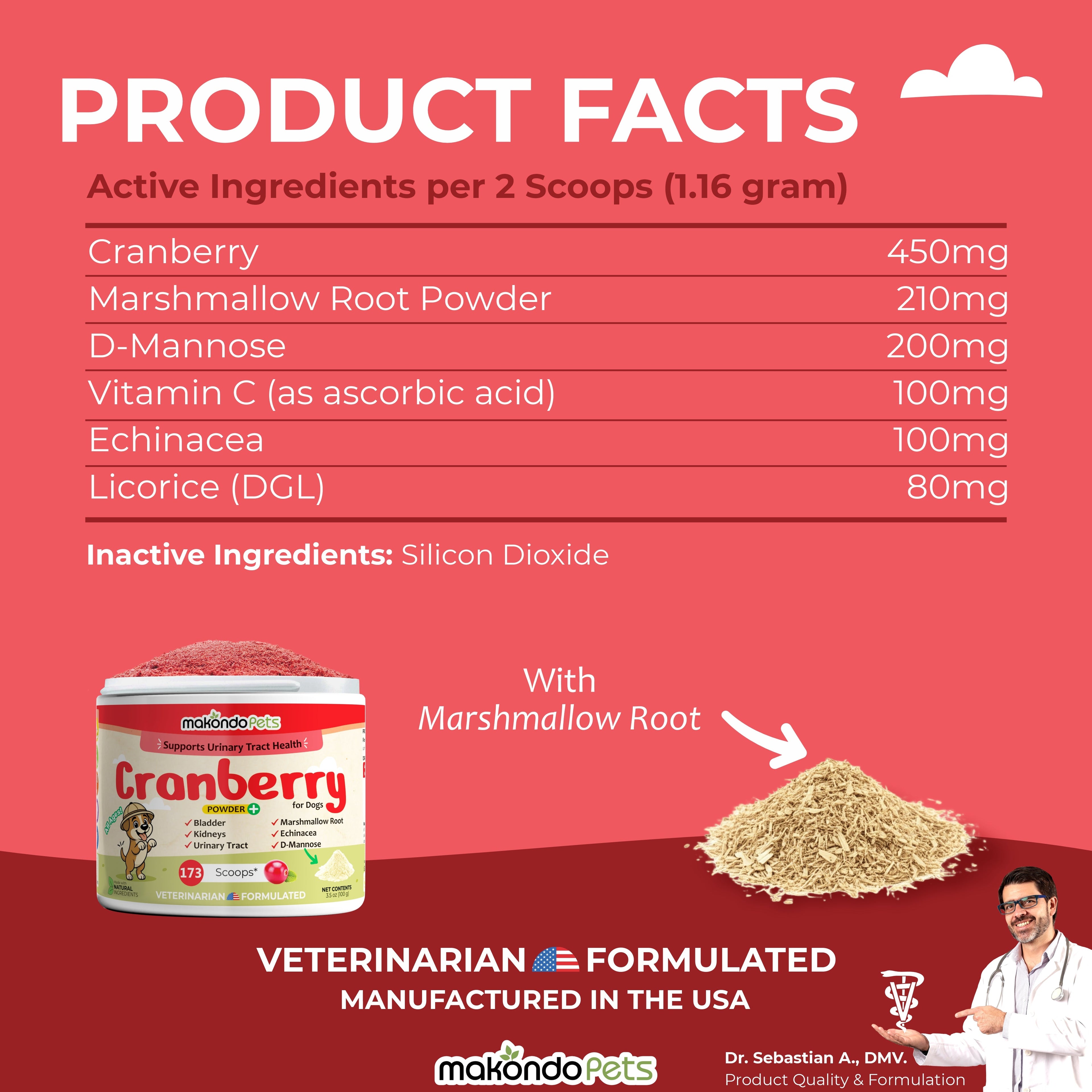 Cranberry for Dogs. Urinary Tract Support. 173 Scoops