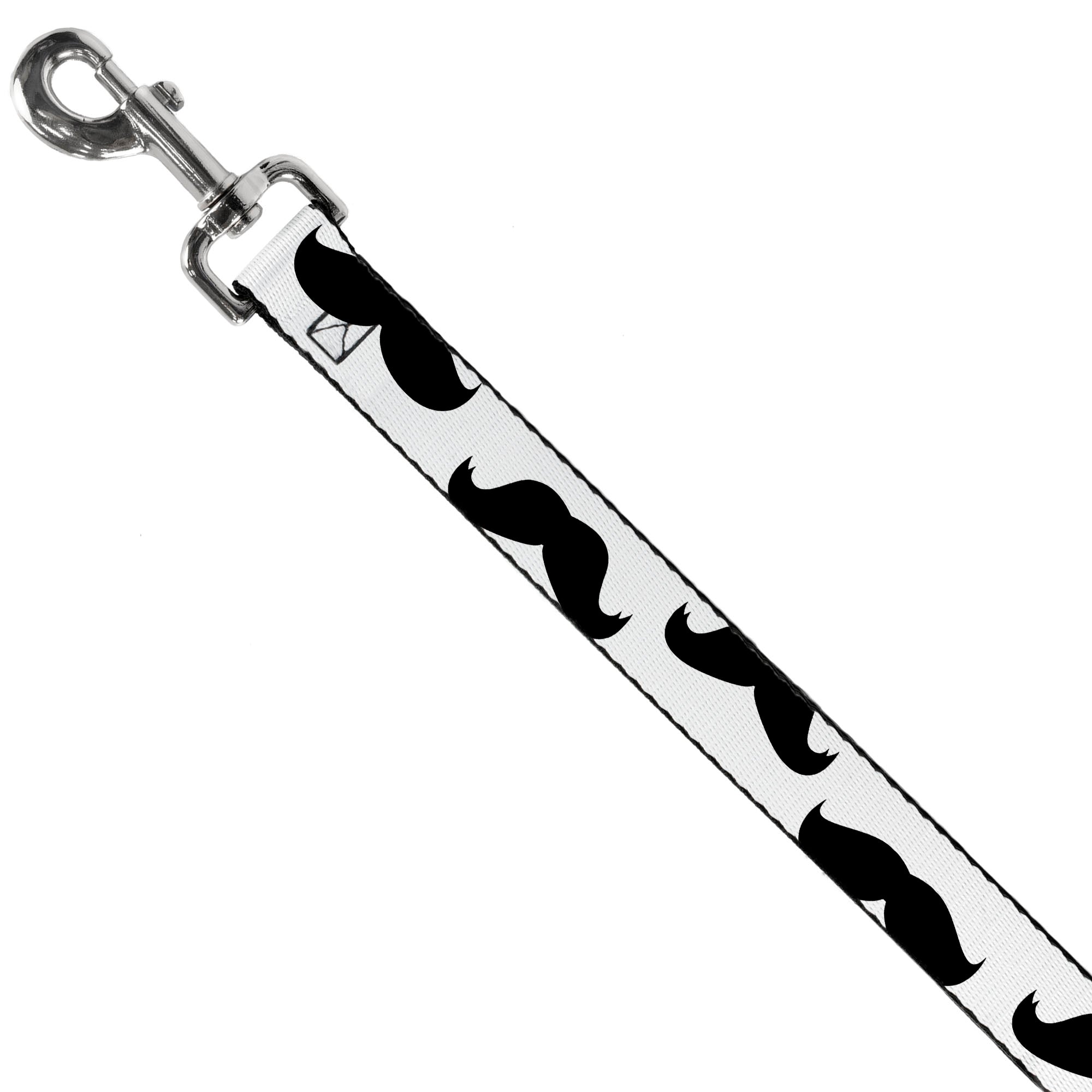 Dog Leash - Mustaches White/Black