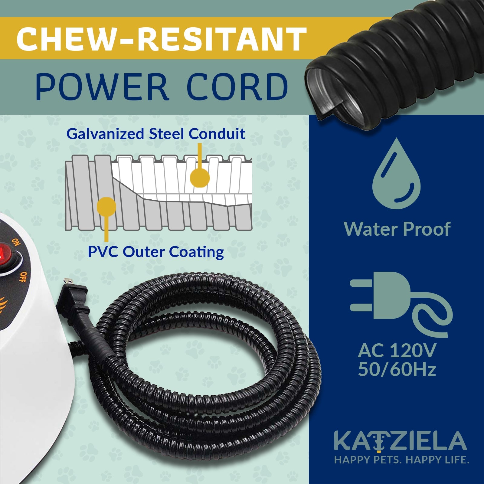 Katziela 2 Liter Heated Pet Water Bowl With Anti-Bite Cord To Keep Your Pet&