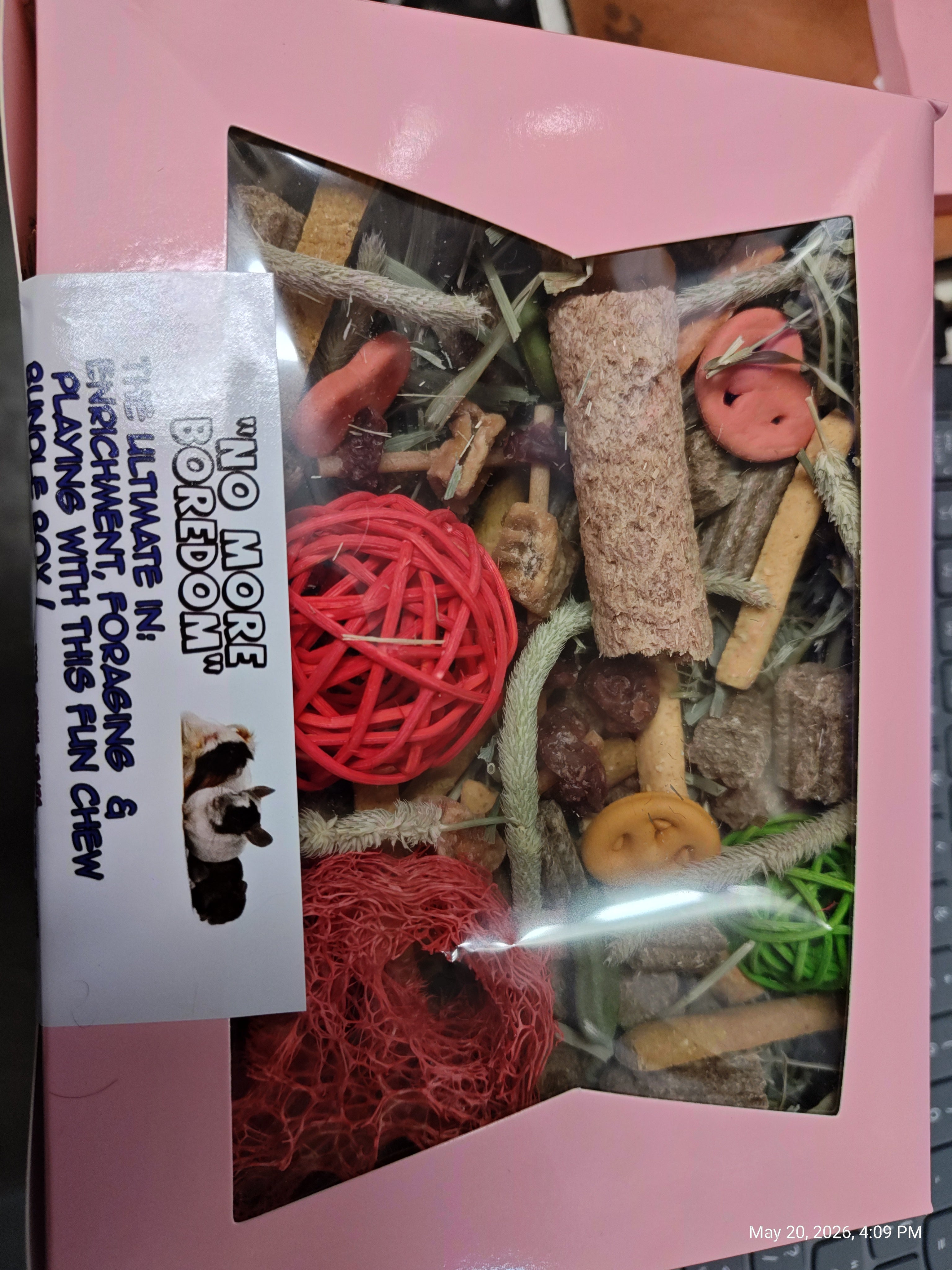Fun ,Forage & Chew "No More Boredom" Box 12 OZ- Chinchillas, Guinea Pigs, Rabbits