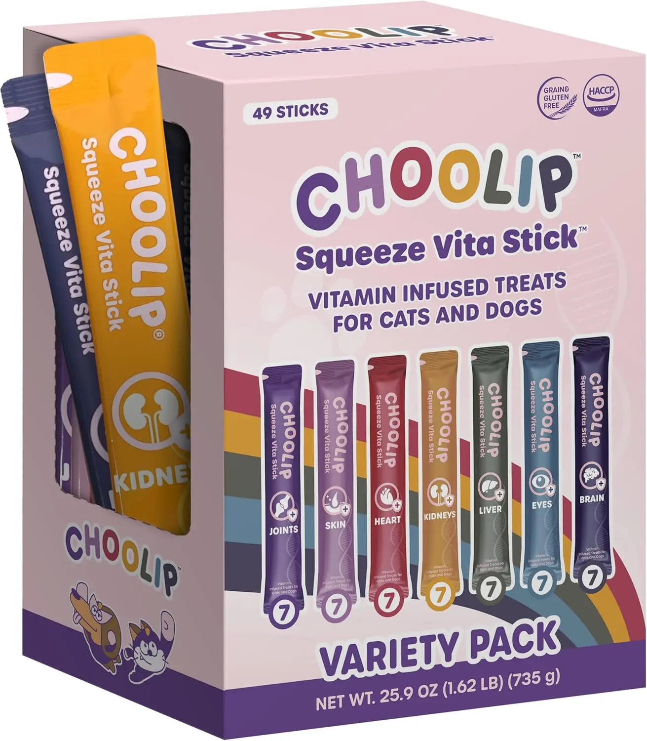 Lickable Cat & Dog Treats Variety Pack, 7 & 49-Count, Vet-Formulated Purée