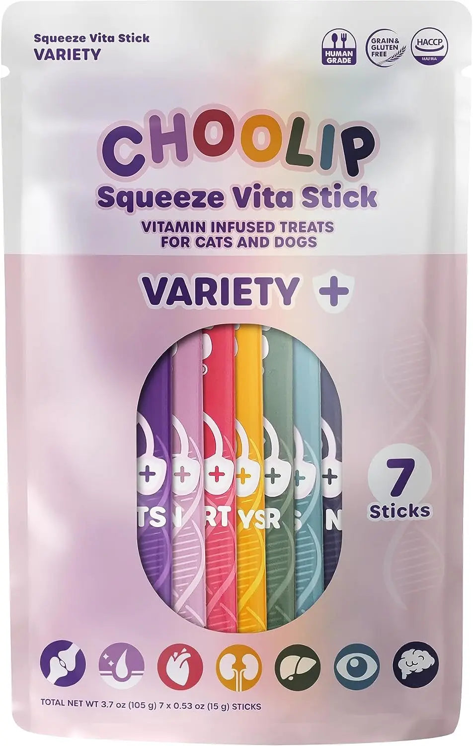 Lickable Cat & Dog Treats Variety Pack, 7 & 49-Count, Vet-Formulated Purée