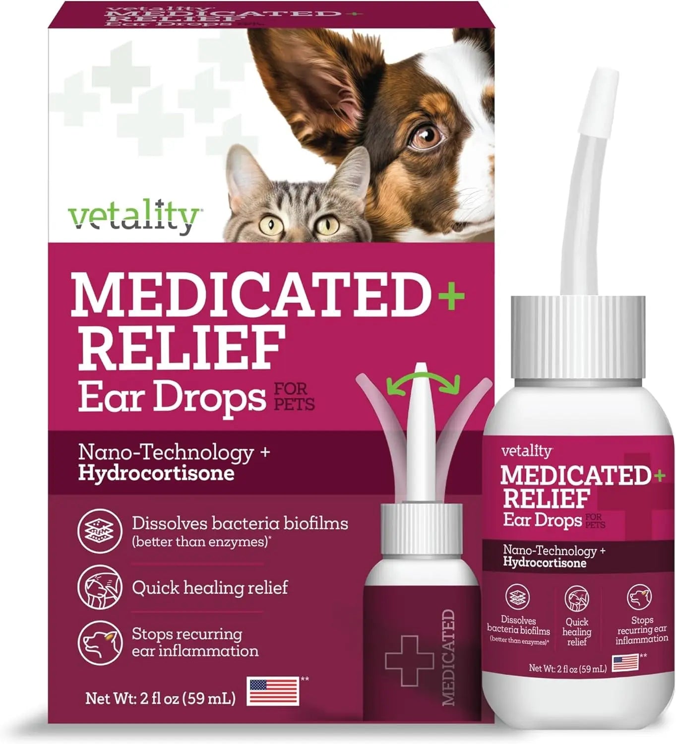 Dog Ear Drops 2oz Itch Relief Otic Infection Support