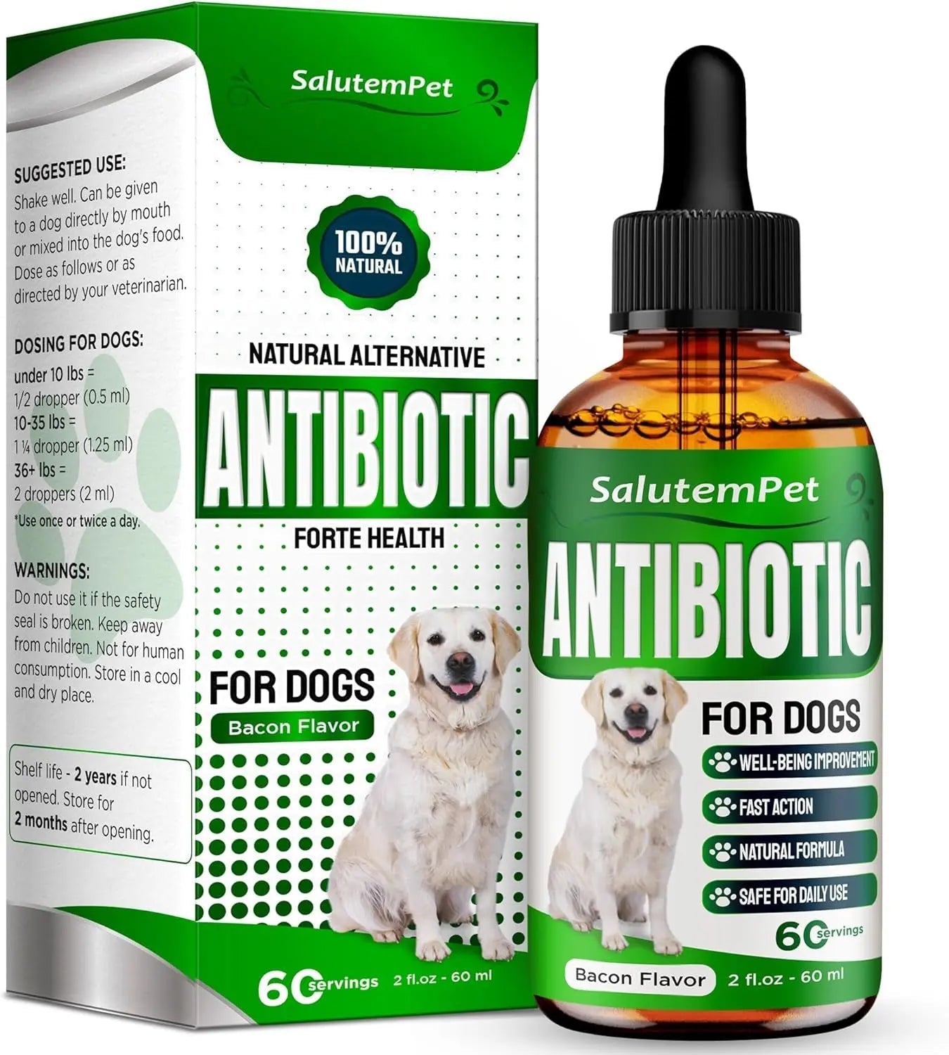 Natural Herbal Wellness Antibiotics Drops for Dogs Immune Support 2oz