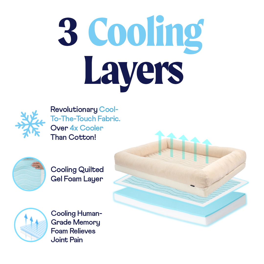 PupChill™ Cooling 4-Bolster Dog Bed - Arctic Sand