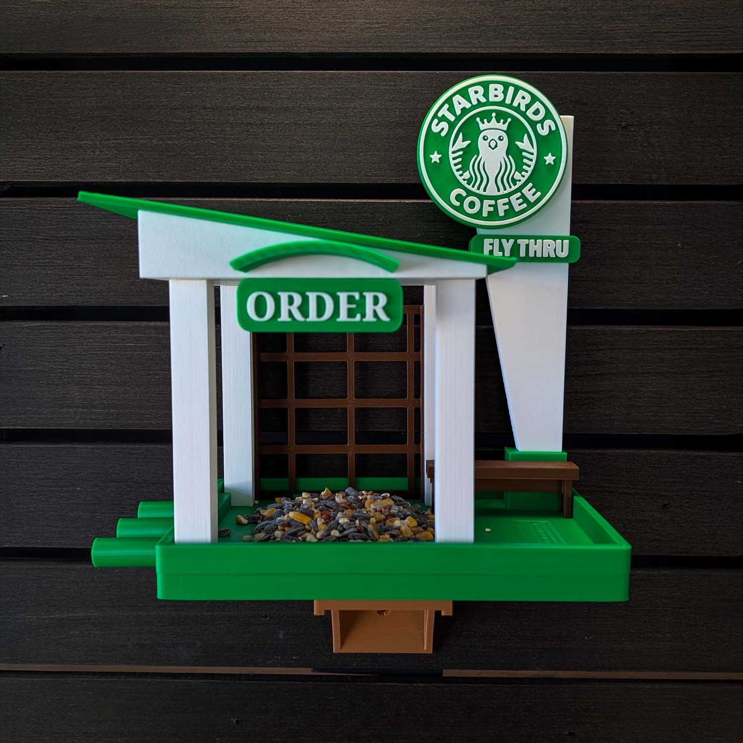 ADG42 The Starbirds Parody Coffee Shop Bird Feeder