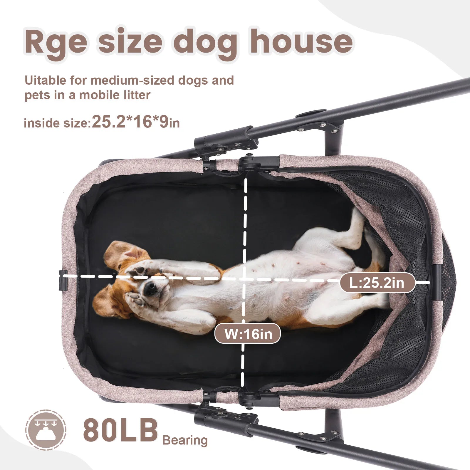Foldable Dog Stroller Portable Dog Buggy 4 Wheel Pet Stroller Pushchair Travel Carriage Stroller Cart with Fashion bag