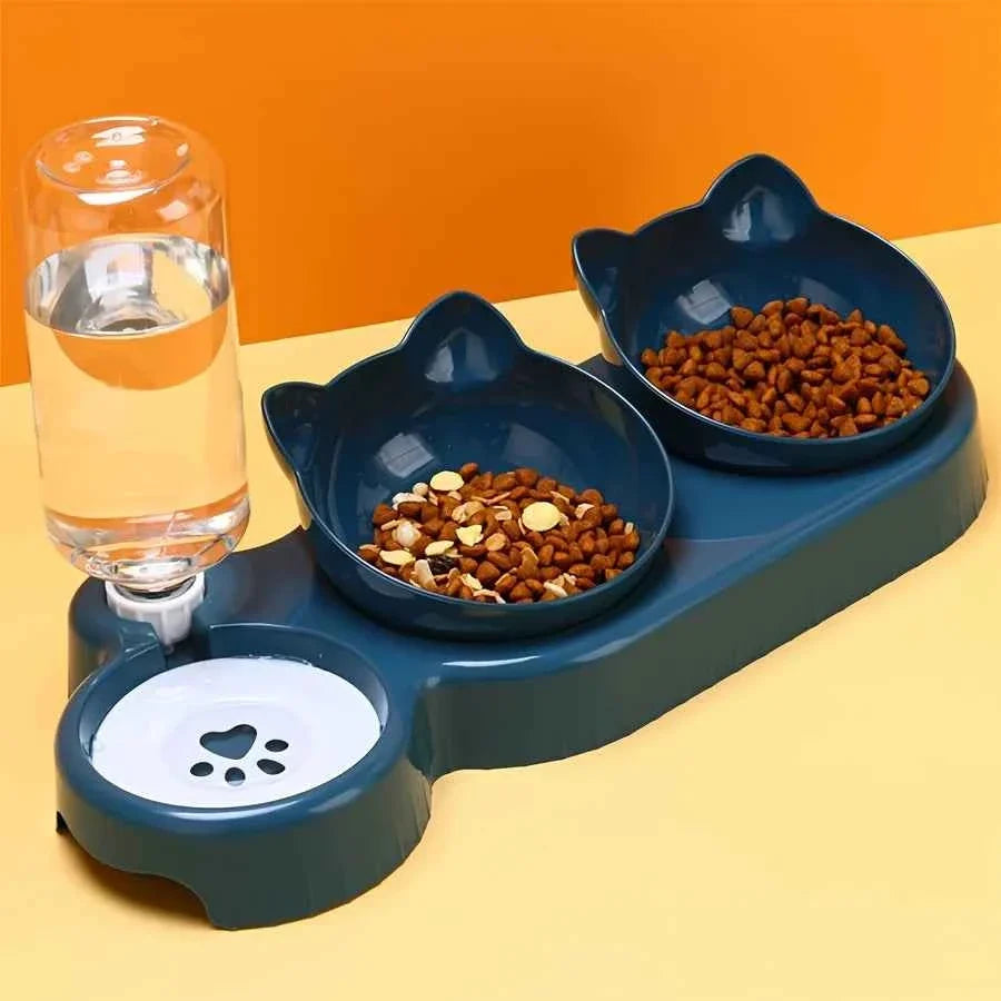 مجموعة أوعية طعام وماء للقطط 3 في 1 مع موزع مياه بالجاذبية