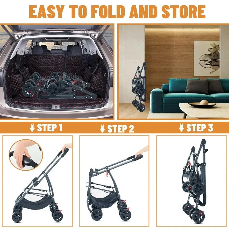 3-in-1 Pet Dog Stroller Dog Wagon with Removable Carrier Cat Stroller for Medium Dogs Up to 55lbs dog carrier dog backpack