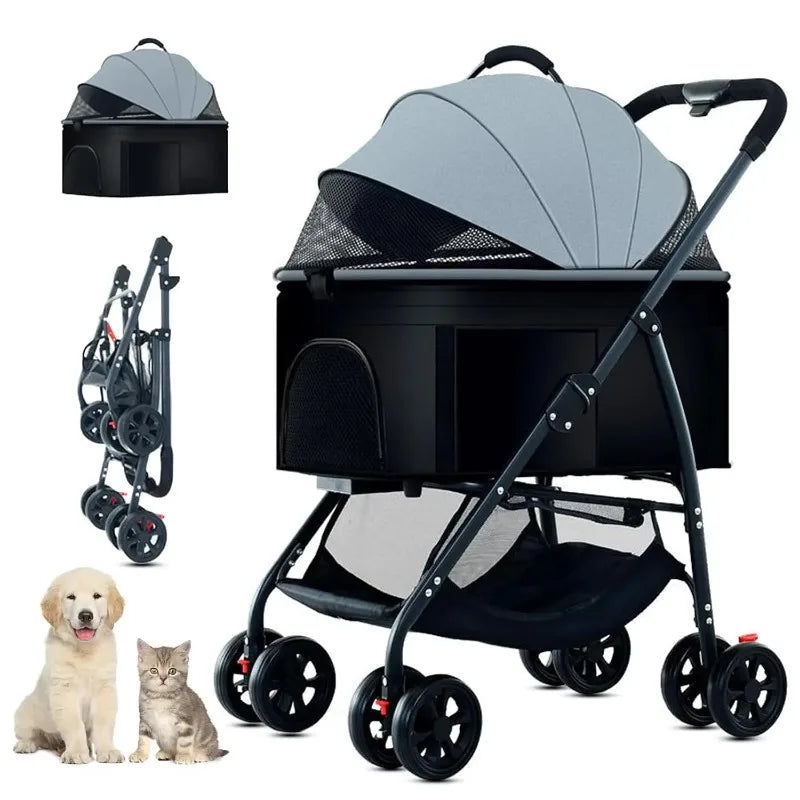 3-in-1 Pet Dog Stroller Dog Wagon with Removable Carrier Cat Stroller for Medium Dogs Up to 55lbs dog carrier dog backpack