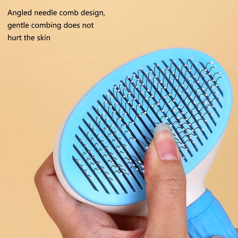 Pet Hair Remover Dog Brush Cat Comb Grooming Tools Dogs Accessories Cat Supplies Stainless Steel Beauty Massage Comb Dog Cat Brush Pet Brush for Long and Short Hair with Self-Cleaning Brush