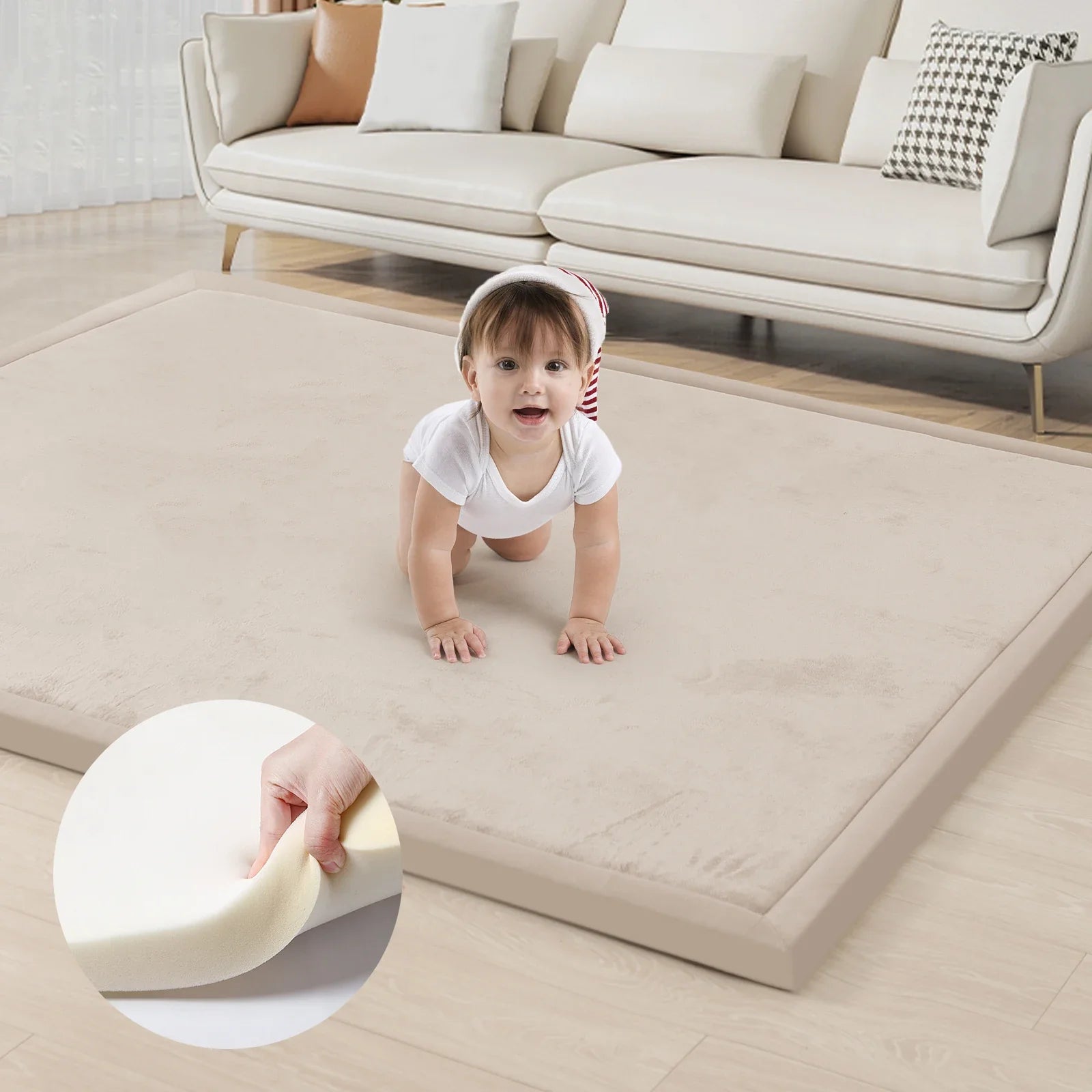 PaPaMat Memory Foam Playpen Carpet Mat Velvet Non Slip Bottom