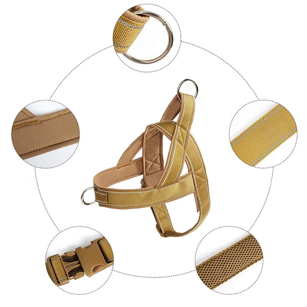 Tactical Anti-Pull Dog Harness - 1000D Nylon Adjustable for Large Dogs, Outdoor Training Vest with Handle & Reflective