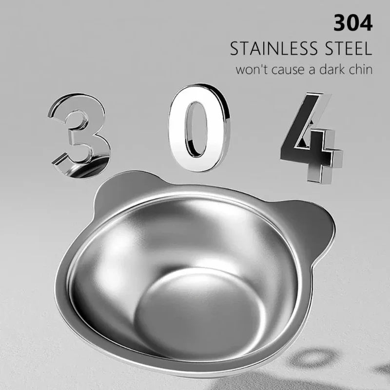 304 Stainless Steel Raised Cat Bowl with 15° Elevated Design Tilted Neck Guard Healthy Feeding Shatterproof for Cats Puppies