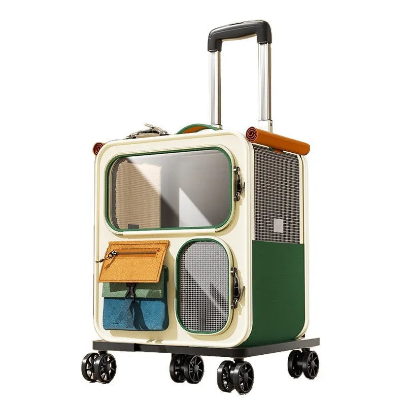 Rolling Cat Carrier with Wheels for Large Cats Small Dogs Up To 25 LBS Ideal for Travel Walking and Camping Cat Handbag Dog Bag