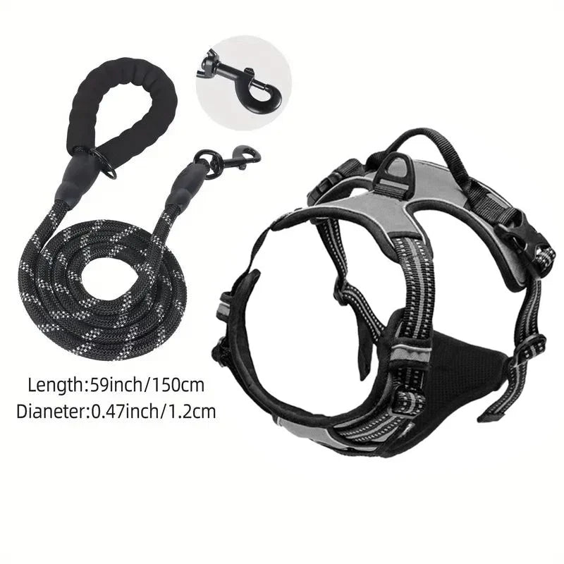 Service Dog Harness Front Clip Heavy Duty Reflective Easy Control Handle for Large Dog Walking,Easy to Control for Small Medium