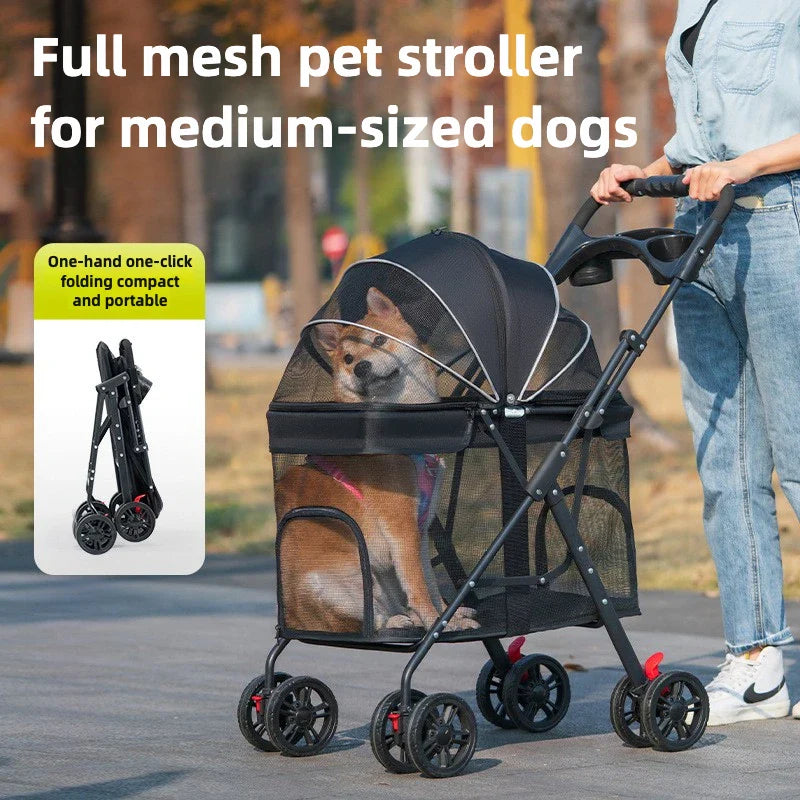 Breathable Pet Dog Cat Stroller Lightweight Folding Portable Features Ventilated Design for Medium Dogs and Cats Dog Carrier