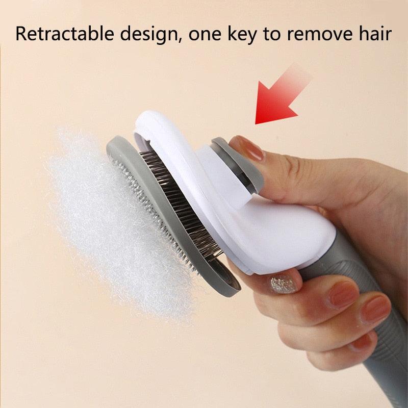 Pet Hair Remover Dog Brush Cat Comb Grooming Tools Dogs Accessories Cat Supplies Stainless Steel Beauty Massage Comb Dog Cat Brush Pet Brush for Long and Short Hair with Self-Cleaning Brush