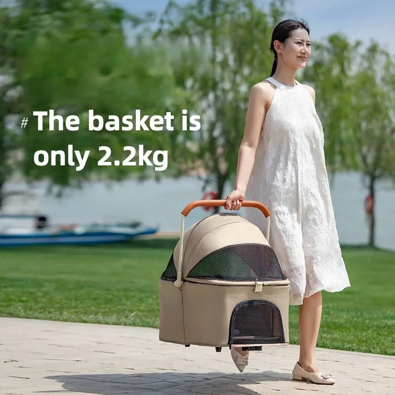 3-in-1 Pet Stroller for Cats & Dogs Detachable Carrier Storage Basket One-Hand Fold & 4-Wheel Brakes cat carrier dog carrier