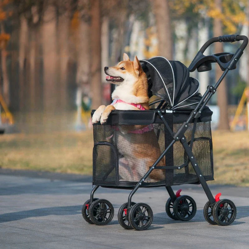 Breathable Pet Dog Cat Stroller Lightweight Folding Portable Features Ventilated Design for Medium Dogs and Cats Dog Carrier