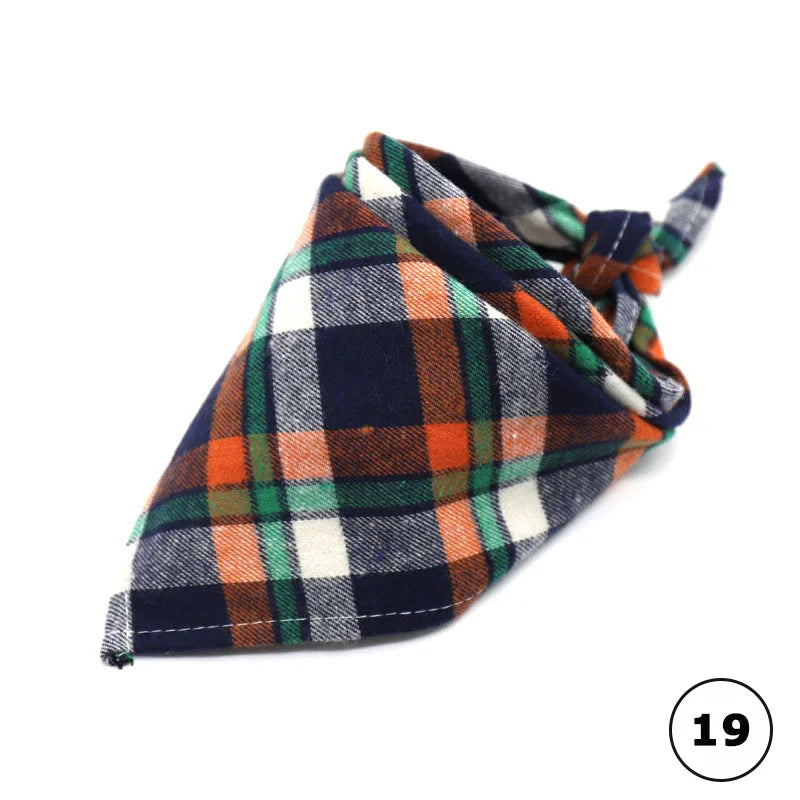Plaid Cat Dog Bandana Pet Puppy Soft Cotton Bandanas Handkerchiefs Scarfs Triangular Bandages Accessories for Kittens Puppies